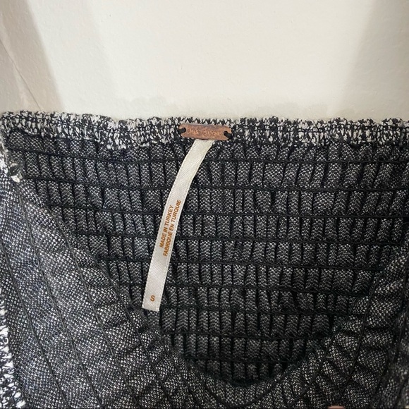 Free People Smocked Crop Top Tank Black White Gingham Plaid Print Cropped Small - Picture 6 of 6